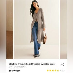 Commense Taupe Knit Sweater Dress